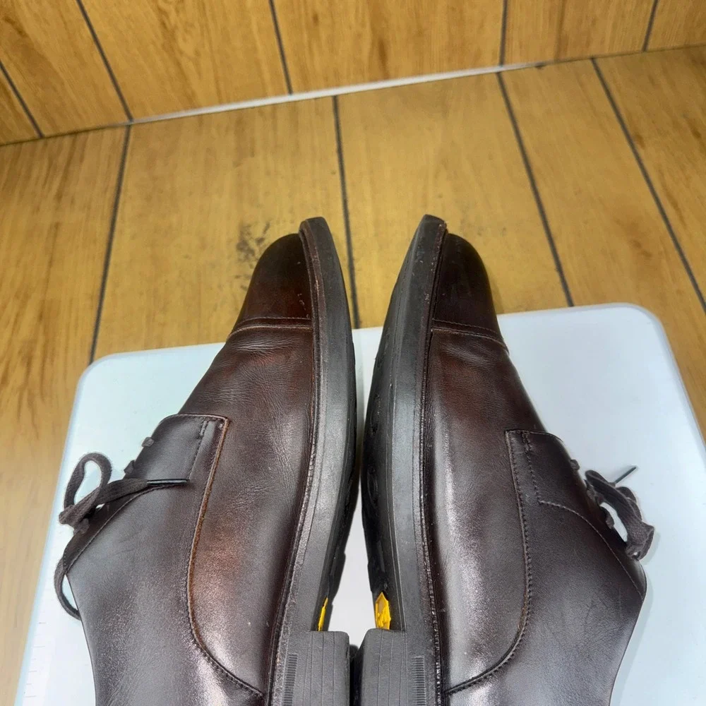 Polo Ralph Lauren Asher Captoe Brown Leather Oxford Dress Shoes Mens 13 Vibram